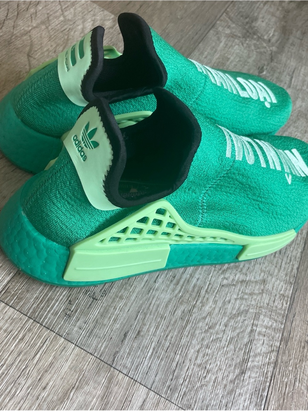 Adidas NMD Hu Human Race Pharrell Shoes Mens Womens Green Complexland Sneakers - Picture 10 of 15
